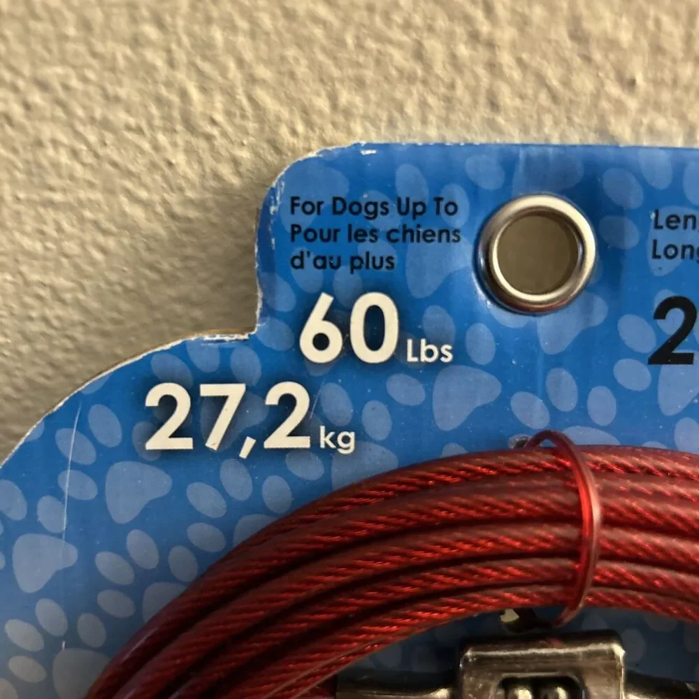 Boss Pet 20' DOG TIE OUT Vinyl Coated Cable LARGE DOG 60 lbs NEW